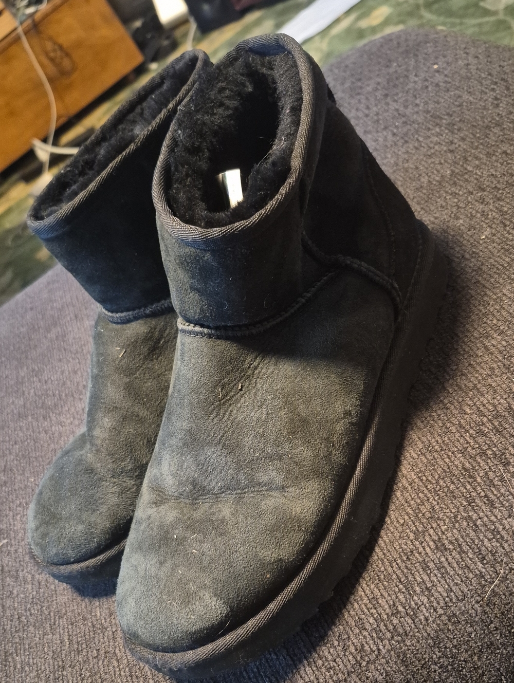 UGG Black Shearling-Lined Mini Winter Boots